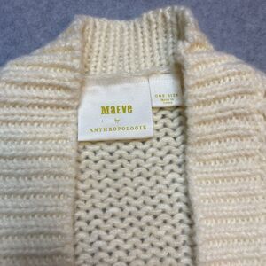 Maeve by Anthropologie Ivory Chunky-Knit Cardigan Sweater One Size Women